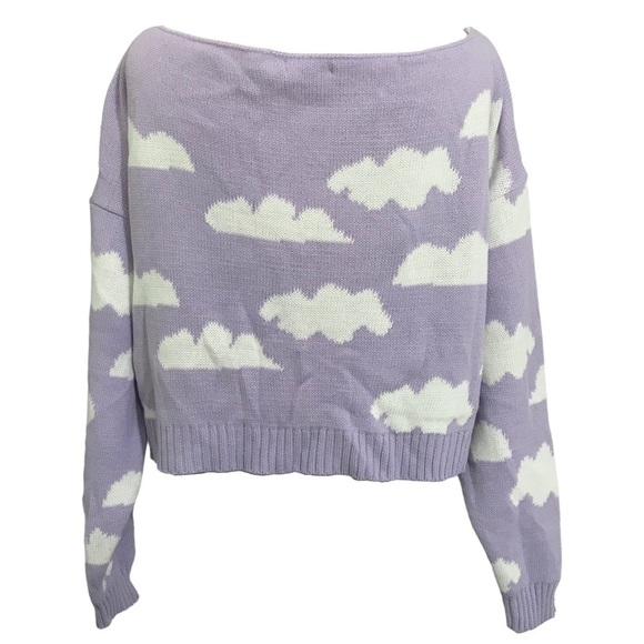 Nasty Gal Cloud Knitted Sweater Pastel Purple Cropped Oversized Size Medium - Picture 5 of 7